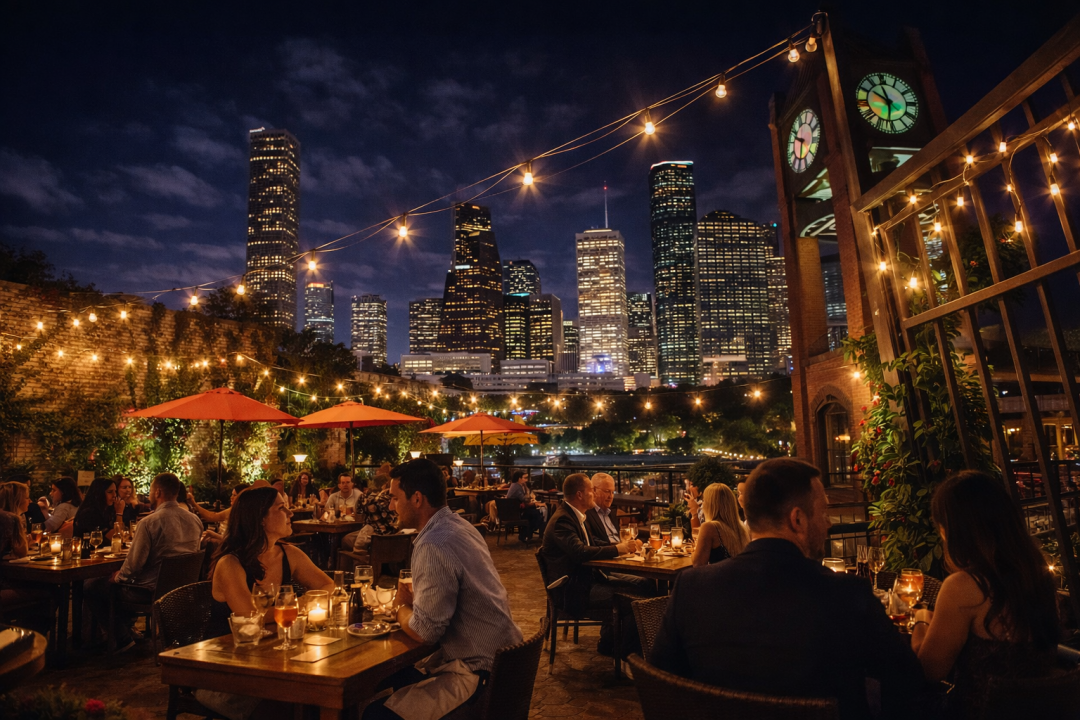 batanga houston night life restaurant with city view