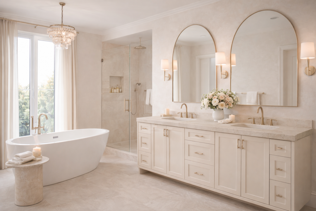 modern elegant bathroom soft lighting