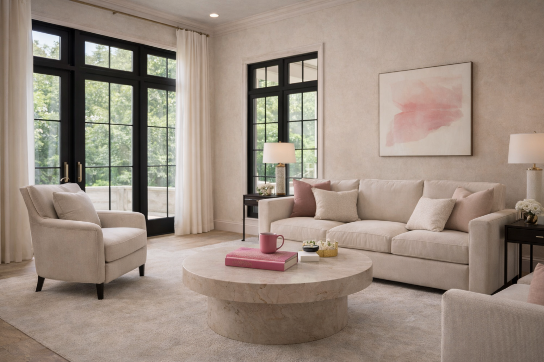 the glam life grou living room