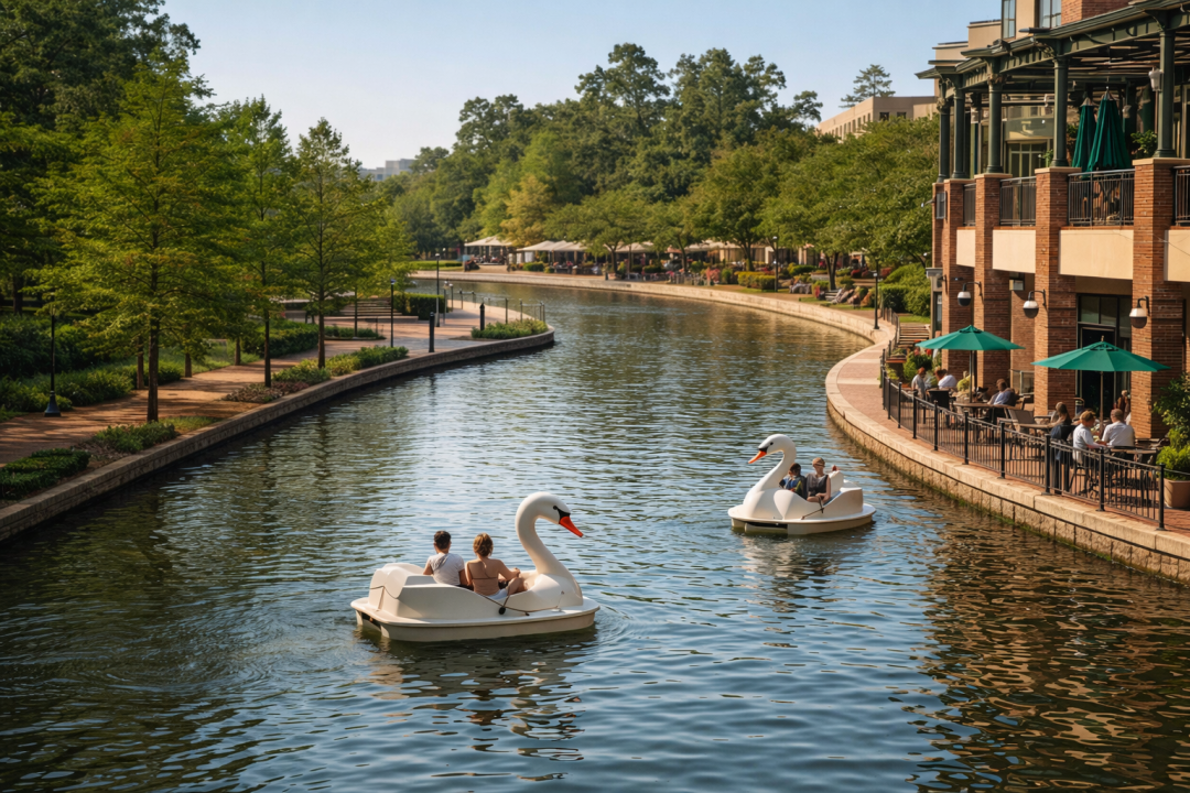 things to do in the woodlands texas waterway swan boats